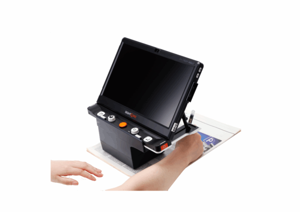 Clover Note - Loupe électronique grand écran 12,5 tactile, vocale, portable pour malvoyants - avec socle