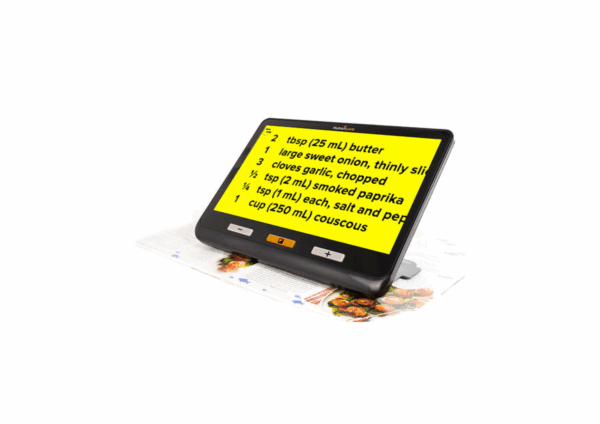 Exploré 12 - Loupe électronique portable tactile avec grand écran 12 pouces et support de lecture pour malvoyants - écran jaune