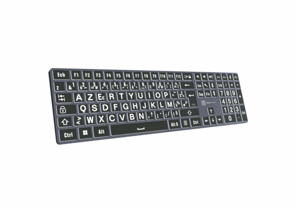 Clavier PC Grand Caractère Logickeyboard XL - Version TITAN - Coloris Blanc sur fond noir