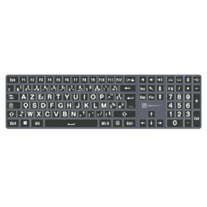 Clavier PC Grand Caractère Logickeyboard XL - Version TITAN - Coloris des lettres Blanc sur fond noir