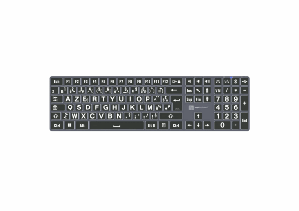 Clavier PC Grand Caractère Logickeyboard XL - Version TITAN - Coloris des lettres Blanc sur fond noir